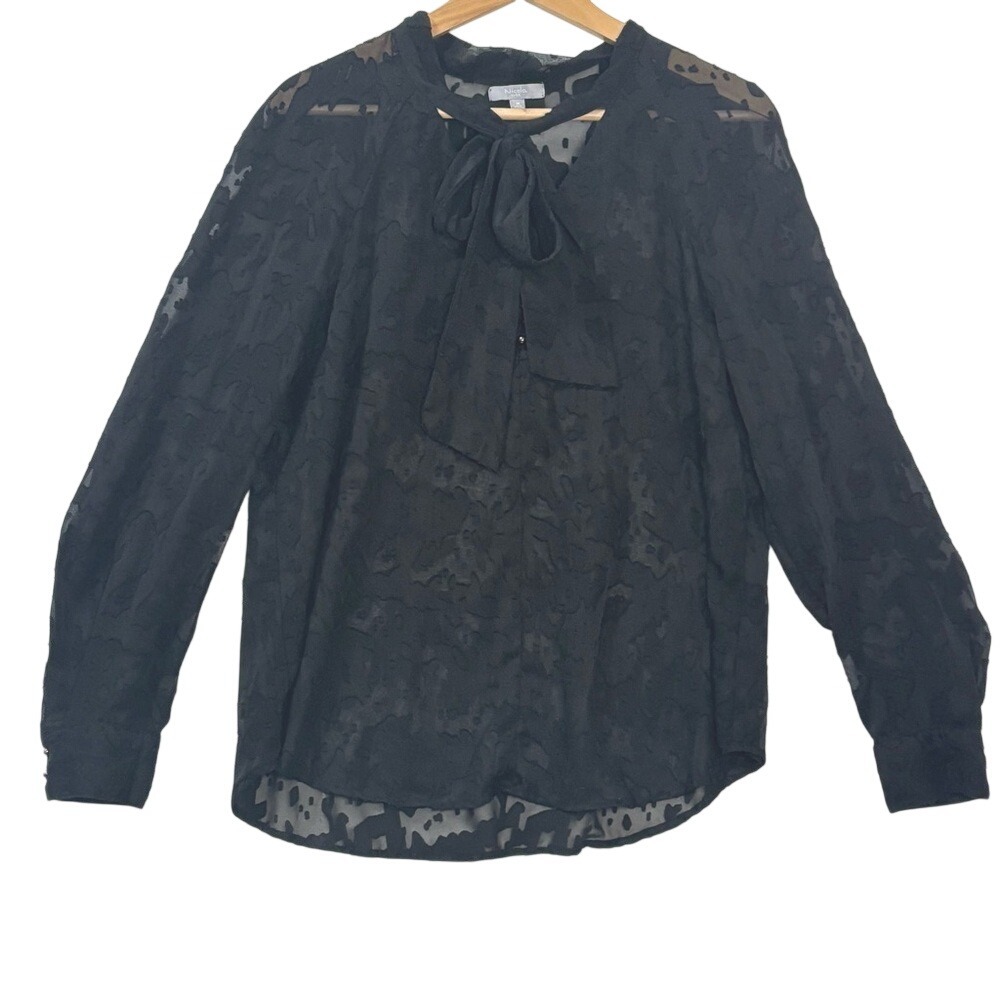 Nicola by EK Black Sheer Top Womens M Whimsigoth 80s Dark Romantic Old Money